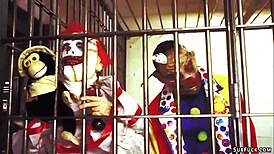 Clowns Gangbang Petite Brunette Babe In Slave Domination And Assfucking