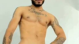 Colombian Bodybuilder's Explosive Masturbation with Monster Cock Leading to Cum in Hand