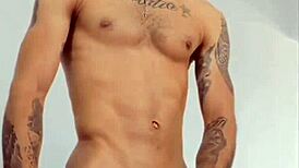 Colombian Bodybuilder's Explosive Masturbation with Monster Cock Leading to Cum in Hand