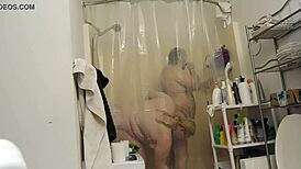 couple enjoys bbw bathing in shower