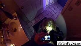 Pornstar Sarah Jessie Performs In Bathroom Scene