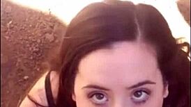 real amateur teen gives outdoor blowjob to couple