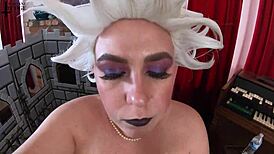 Ursula's Loud Stomach Rumbles in Jane Judge Cosplay Scene. Her Tall Frame Stuns in Huge Costumes.