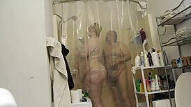 couple enjoys bbw bathing in shower