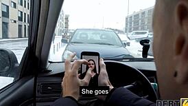 Debt4k nymph slams tight pussy on collector to dodge full payment!