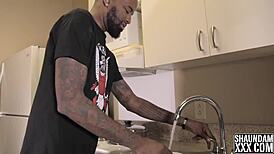 In this teaser, she burns dinner then gets bent over for sloppy blowjob