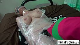 Hot Nadia White In Plastic Gets Groped Hardcore