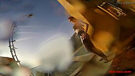 i'm the sexy mature red, masturbating with dildo outside by the pool, oh it's so good