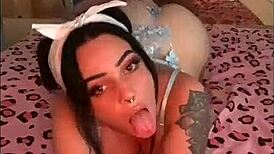 This horny brunette teen is having fun with her big ass and pussy