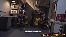 Katana and the gunslinger share intense anal assfucking in cosplay fantasy