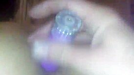 Wife's asshole fucked with vibrator homemade