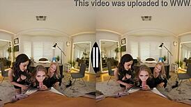 Electra Rayne licks shaved pussy and big cocks in garage foursome with piercing