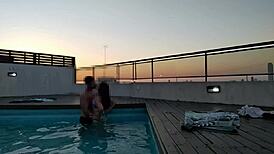 I cummed a lot in the pool at sunset - accounter adventure