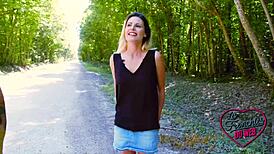 Lucille, the Blonde French Coquine, Shows Off Her Sexy Small Tits and Skinny Frame Outdoors