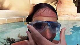 Brunette Cougar Sofie Marie Enjoys Underwater Toy Play