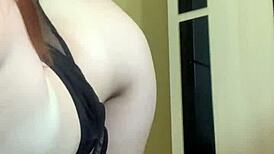 Rita Fox dances in heels, revealing redhead tits and ass, teasing pussy for fetish sex