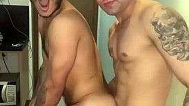 Big cock muscular guy shows off his gay lover and gets blown