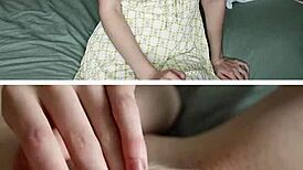 intense nympho masturbates shaved pussy