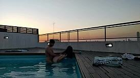 I cummed a lot in the pool at sunset - accounter adventure