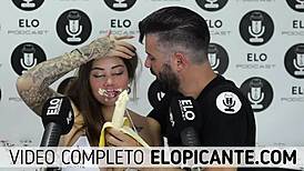 Sara Blonde sucks on creamy banana