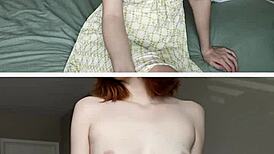 intense nympho masturbates shaved pussy