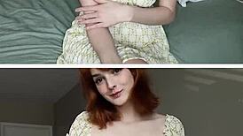 intense nympho masturbates shaved pussy