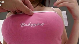 emily pink handles double penetration with cum swallowing in interracial scene