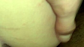 girlfriend bent over on sofa for quick doggystyle creampie in amateur session.