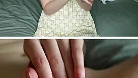 intense nympho masturbates shaved pussy