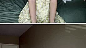 intense nympho masturbates shaved pussy