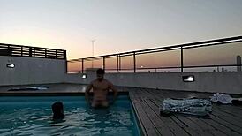 I cummed a lot in the pool at sunset - accounter adventure