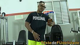 I caught my personal trainer banging my busty cousin at the gym.