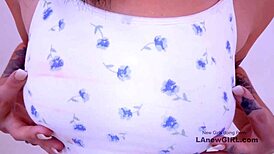 hot brunette enjoys fuck machine between legs