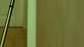 Horny housewife rides the plumber's cock in a passionate session.