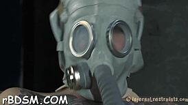 Gagged Chick Gets Rough Cunt Play From Hangman