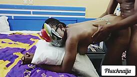 petit ebony housemaid can't handle this big black cock