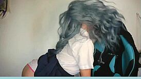 i whisper naughty things as you peek under my skirt, kinoko rin in cosplay costume