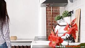 I watched this curly teen take a mouthful after hard pounding