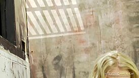 Hot Blonde Gets Pounded in Public Bathroom