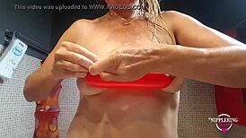 Extreme nipple stretching with balloon piercing.