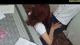 Redhead Student Swallows Cum After Oral Exam With Teacher 😍