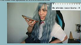 i whisper naughty things as you peek under my skirt, kinoko rin in cosplay costume