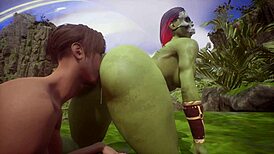 i see thick orc amazon catch human and dominate him anal