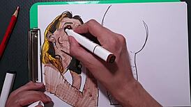 Amateur Painter Draws Erotic Picture Of Blowjob Girl