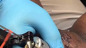 tattoo appointment for ebony milf and cute lesbian