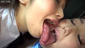 beautiful lesbian kiss turning into hardcore throat fucking with crazy sluts 😈