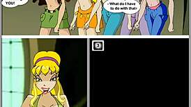 Flora and Helia engage in club sex in hentai cartoon