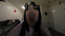 giantess towers over husband while smoking