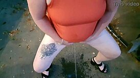 nz milf slut gets pissed on in public park and walks home
