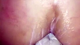 a friend learns fisting and shoves her whole hand into the blonde's tight asshole